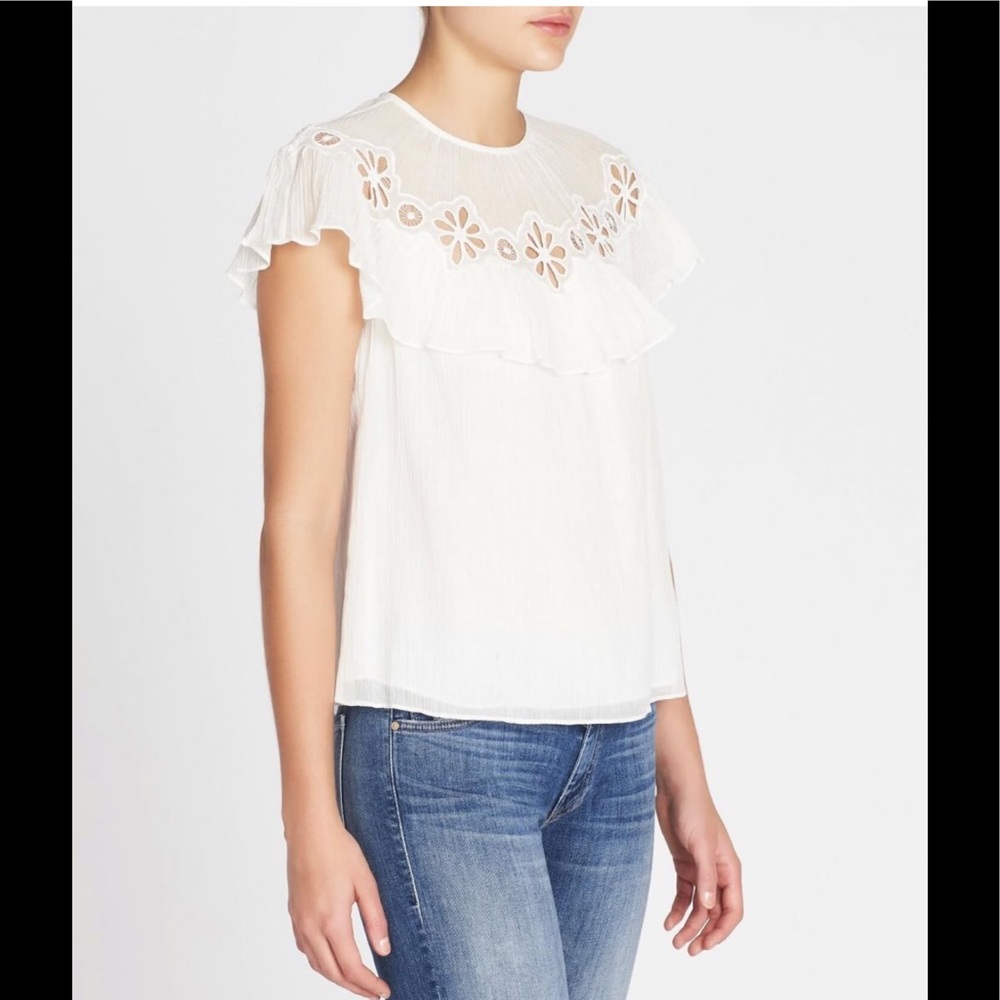 Rebecca Taylor Spring Eyelet Ruffle Top Sz2⚡️
